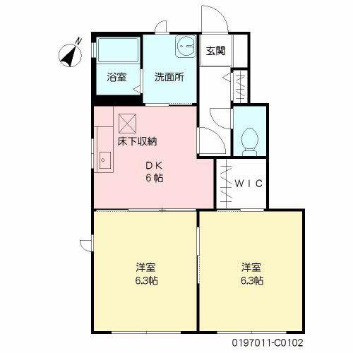 シャーメゾン朽網C(2DK/1階)の間取り写真