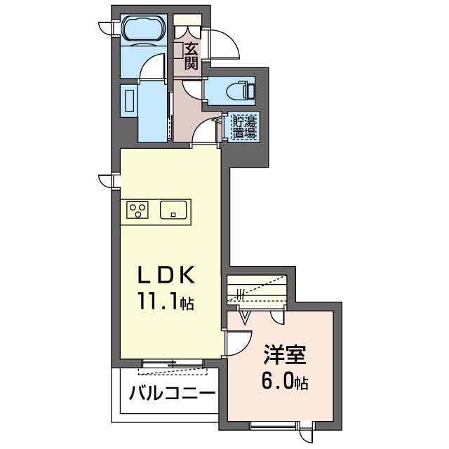 ミルフルール SHAMAISON(1LDK/3階)の間取り写真