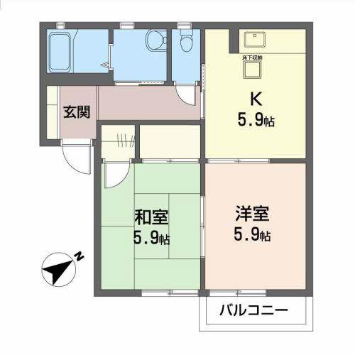 ルミエール大宮I(2K/1階)の間取り写真