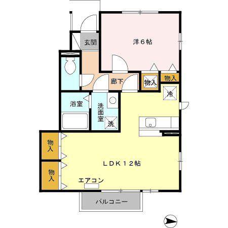 ロワジール I(1LDK/1階)の間取り写真