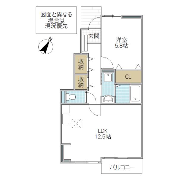 セレーノ プラシード(1LDK/1階)の間取り写真