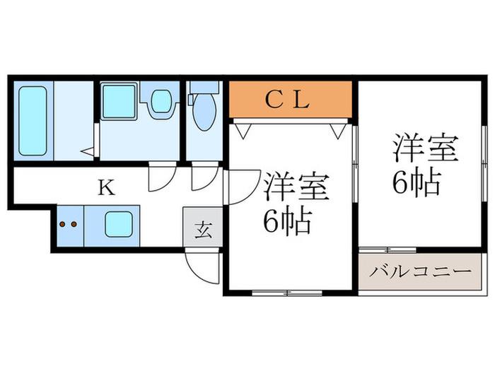 リール苗町(2K/4階)の間取り写真