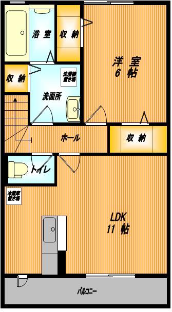 リリーコート(1LDK/2階)の間取り写真