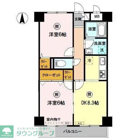 柚の木マンション(2DK/3階)の間取り写真