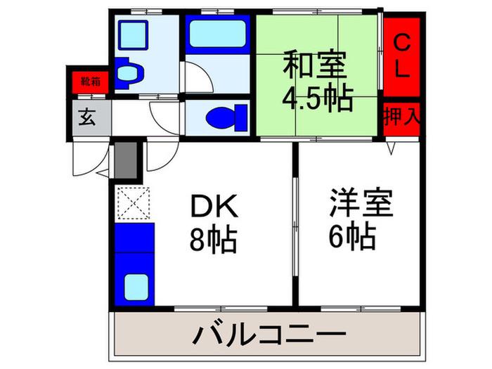 TAKAOマンション(2DK/3階)の間取り写真