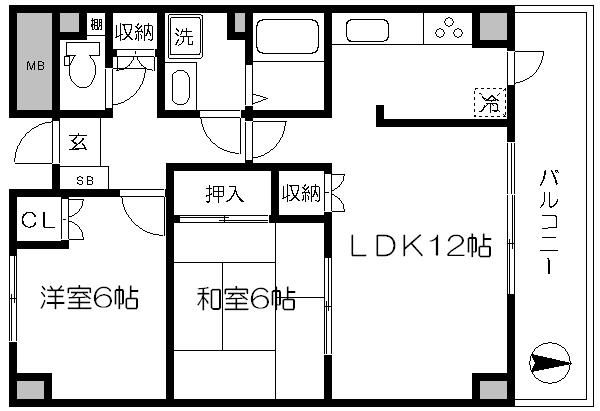 仲御徒町フラッツ(2LDK/4階)の間取り写真