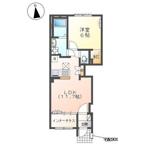 沼津市大岡アパート(1LDK/1階)の間取り写真