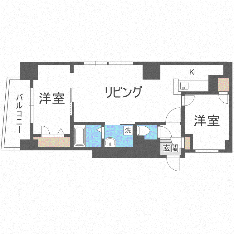 ビッグパレス中島公園(2LDK/4階)の間取り写真