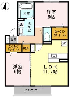 ソレイユ鈴の宮(2LDK/2階)の間取り写真