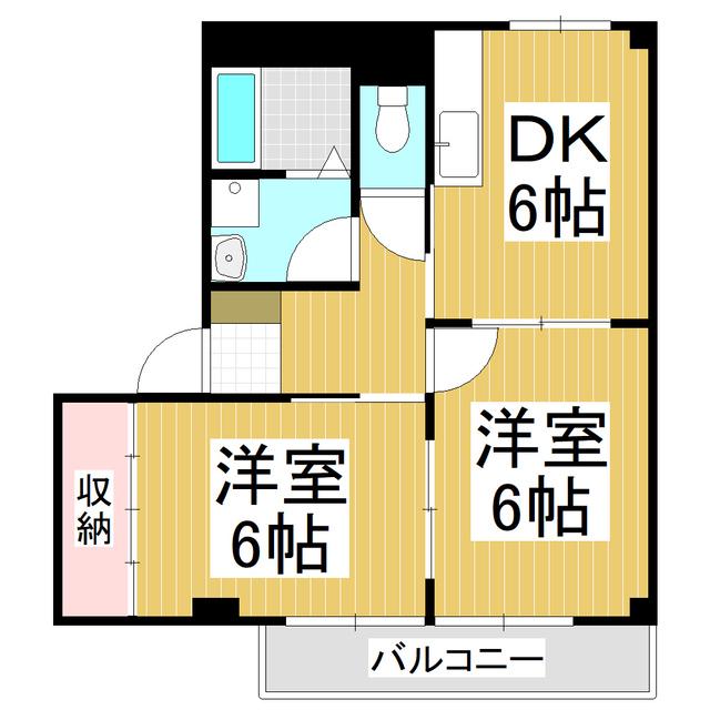 SURPLUS TWOピュアクレストB(2DK/2階)の間取り写真