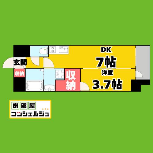 エステムコート名古屋新栄Vラポール(1DK/3階)の間取り写真