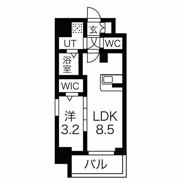 ファステート栄セントラル(1LDK/9階)の間取り写真