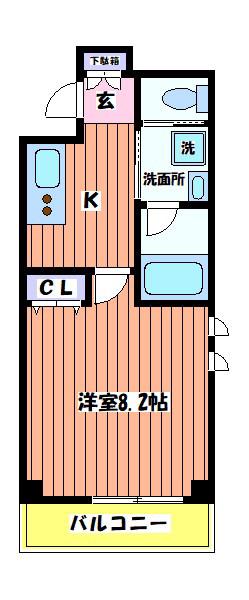 レジス立川高松町(1K/5階)の間取り写真