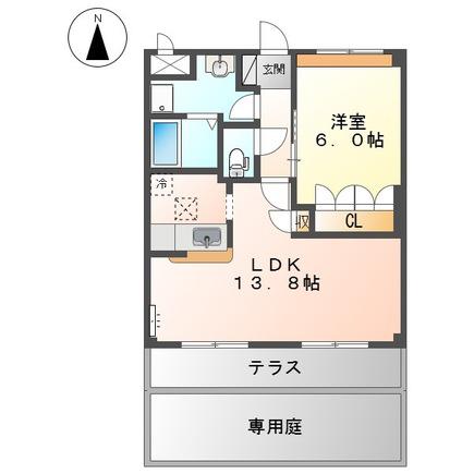 ボンヌ・シャンス(1LDK/1階)の間取り写真