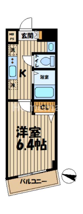 鎌倉服部ビル(1K/2階)の間取り写真
