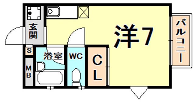 プレミール西宮北口(ワンルーム/2階)の間取り写真