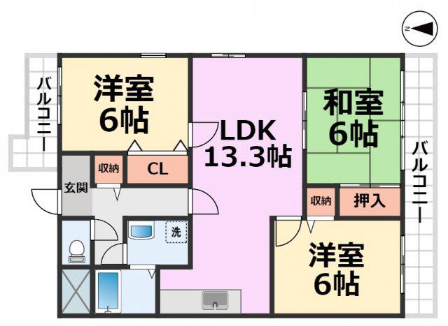 メゾンロアジールII(3LDK/4階)の間取り写真