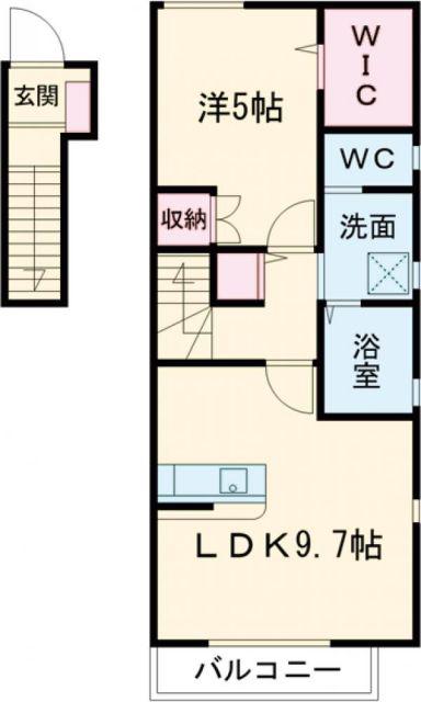 ヴァンベールみどりの(1LDK/2階)の間取り写真