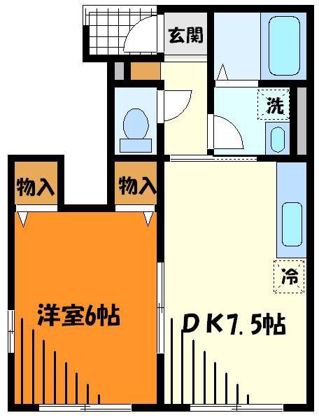 カメリア(1DK/1階)の間取り写真