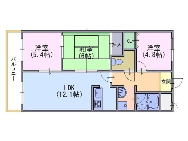 フレンドヒル(3LDK/1階)の間取り写真