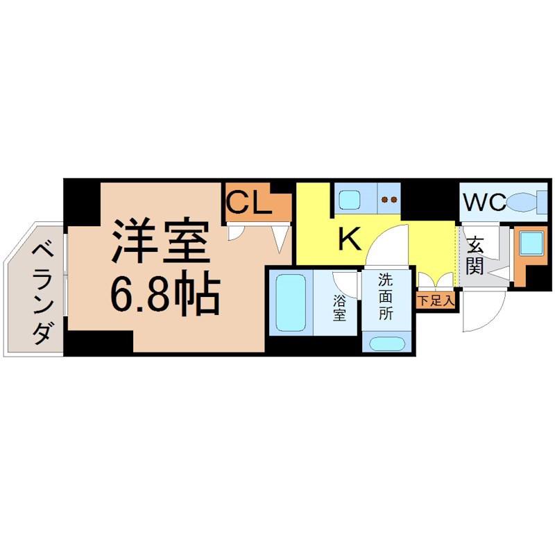 エイペックス名古屋栄 PREMIER LIFE(1K/8階)の間取り写真