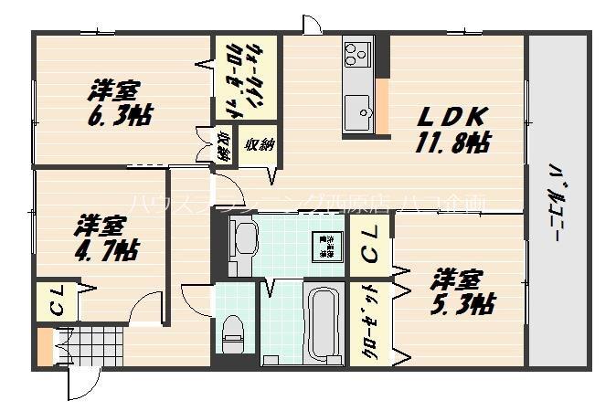 グランディール(3LDK/3階)の間取り写真