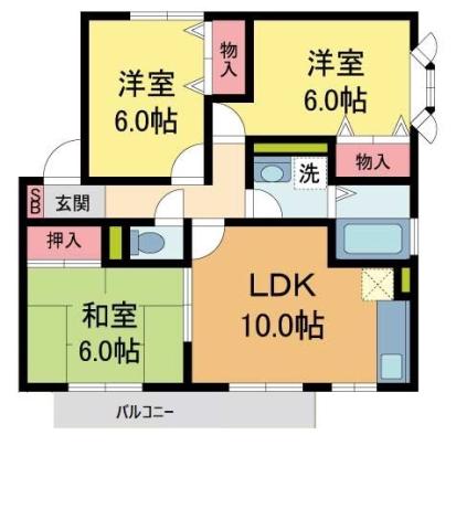 サニーコート香枦園(3LDK/1階)の間取り写真