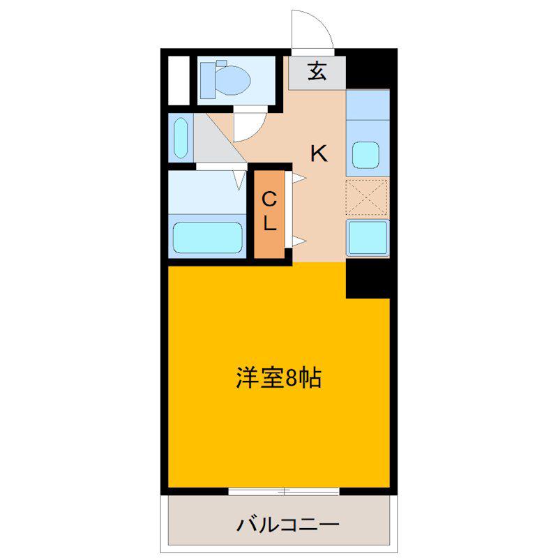 ヴェイル春日(1K/6階)の間取り写真