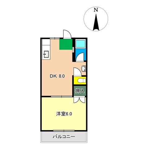 福井コーポ(1DK/2階)の間取り写真