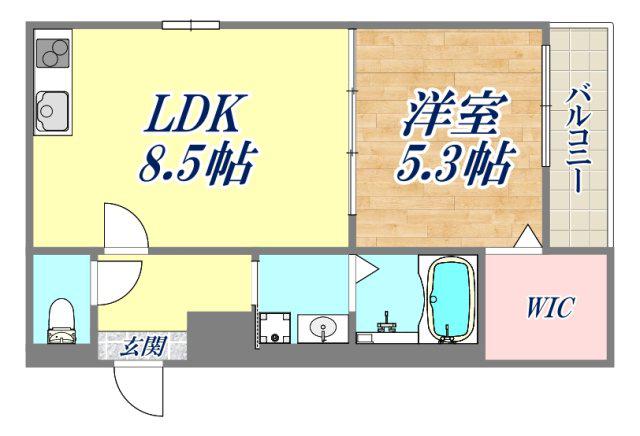 フジパレス夙川香櫨園ノース(1LDK/1階)の間取り写真