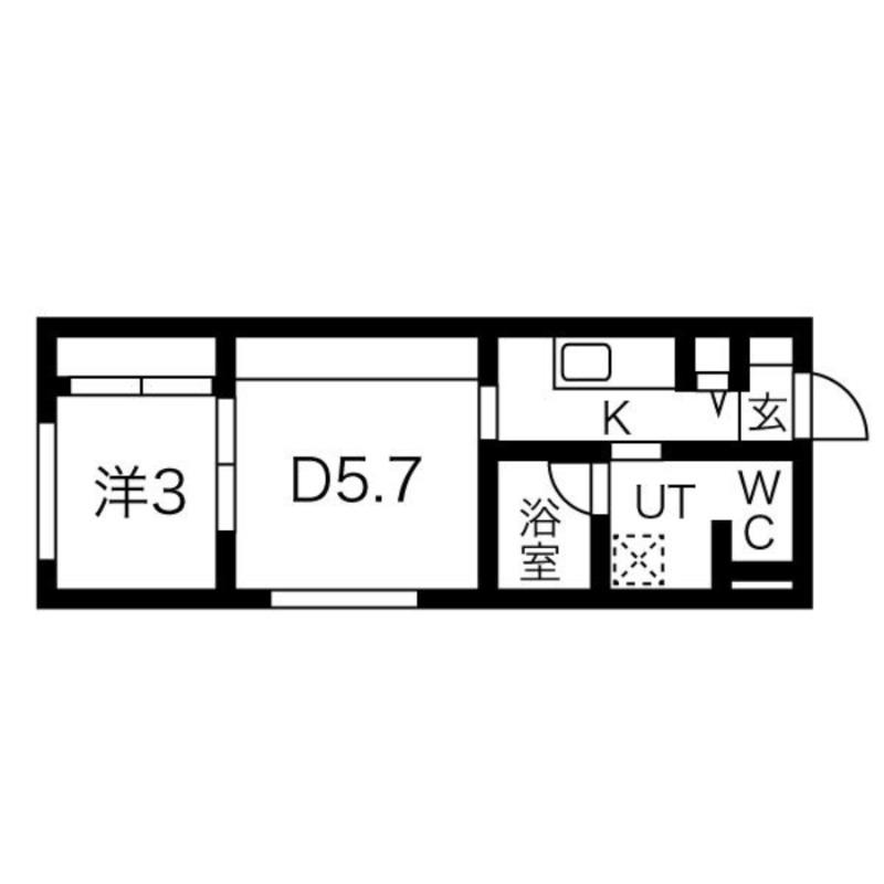 メニーズコート南郷13ST(1DK/2階)の間取り写真