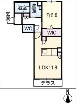 グリーンハイム(1LDK/1階)の間取り写真