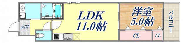 フジパレス須磨鷹取5番館(1LDK/1階)の間取り写真