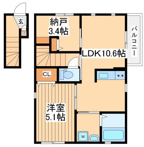 クレスト桜(1SLDK/2階)の間取り写真