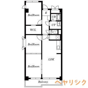 里水マンションB(3LDK/7階)の間取り写真