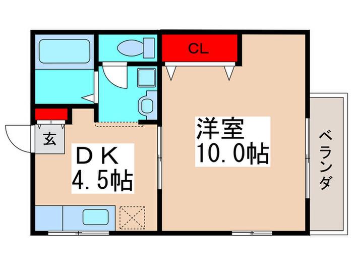 ヒルコート東中山(1DK/1階)の間取り写真