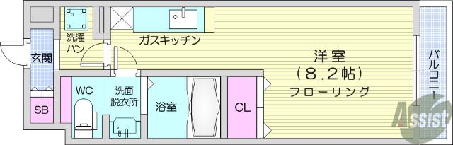 LASANTE薬師堂(ワンルーム/4階)の間取り写真