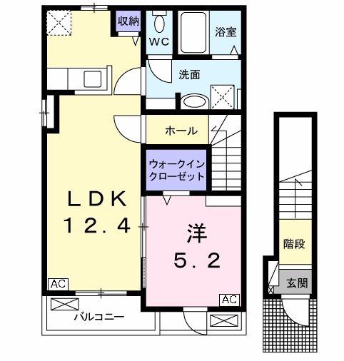 ラニュイエトワレ(1LDK/2階)の間取り写真
