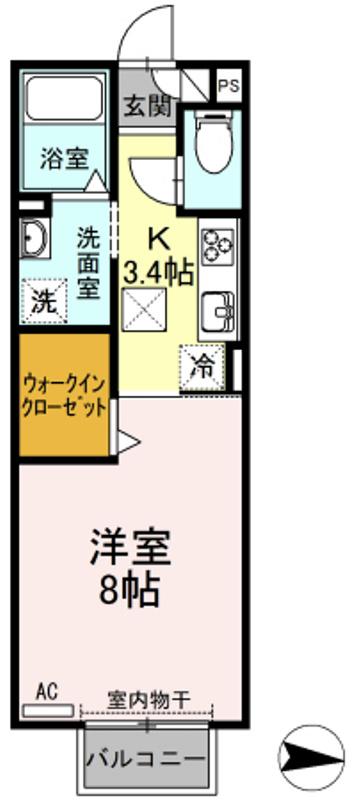 D-ROOM今池(1K/2階)の間取り写真