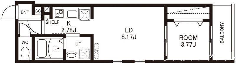 CHERIM竹下イースト(1LDK/3階)の間取り写真