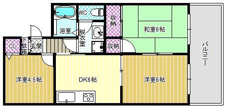 グレイスコート峰塚B棟(3DK/2階)の間取り写真