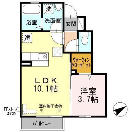 ベル コリーヌA(1LDK/1階)の間取り写真