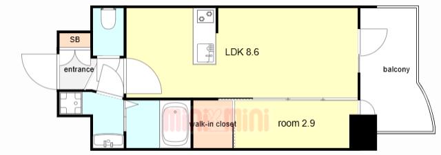 セレニテ神戸駅前アリエ(1LDK/4階)の間取り写真
