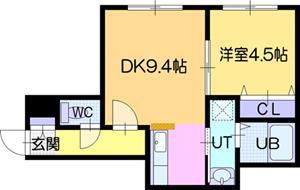 セントニア幸町(1LDK/3階)の間取り写真