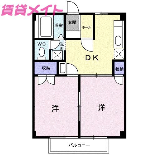 サンシャイン赤尾台(2DK/2階)の間取り写真