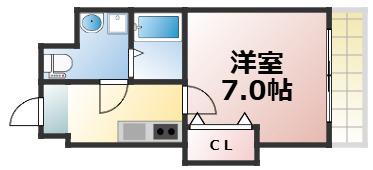 S-FORT大今里西(1K/2階)の間取り写真
