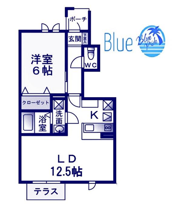 MARIAGE B棟(1LDK/1階)の間取り写真