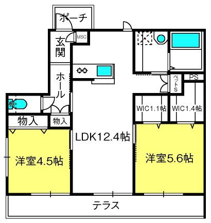 MAISON SIRIUS(2LDK/1階)の間取り写真