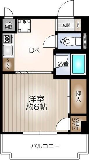 プラゼール(1DK/2階)の間取り写真
