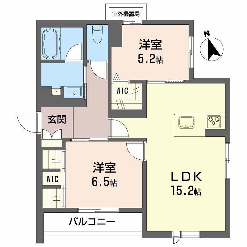 ヴィア パラディーソ(2LDK/3階)の間取り写真
